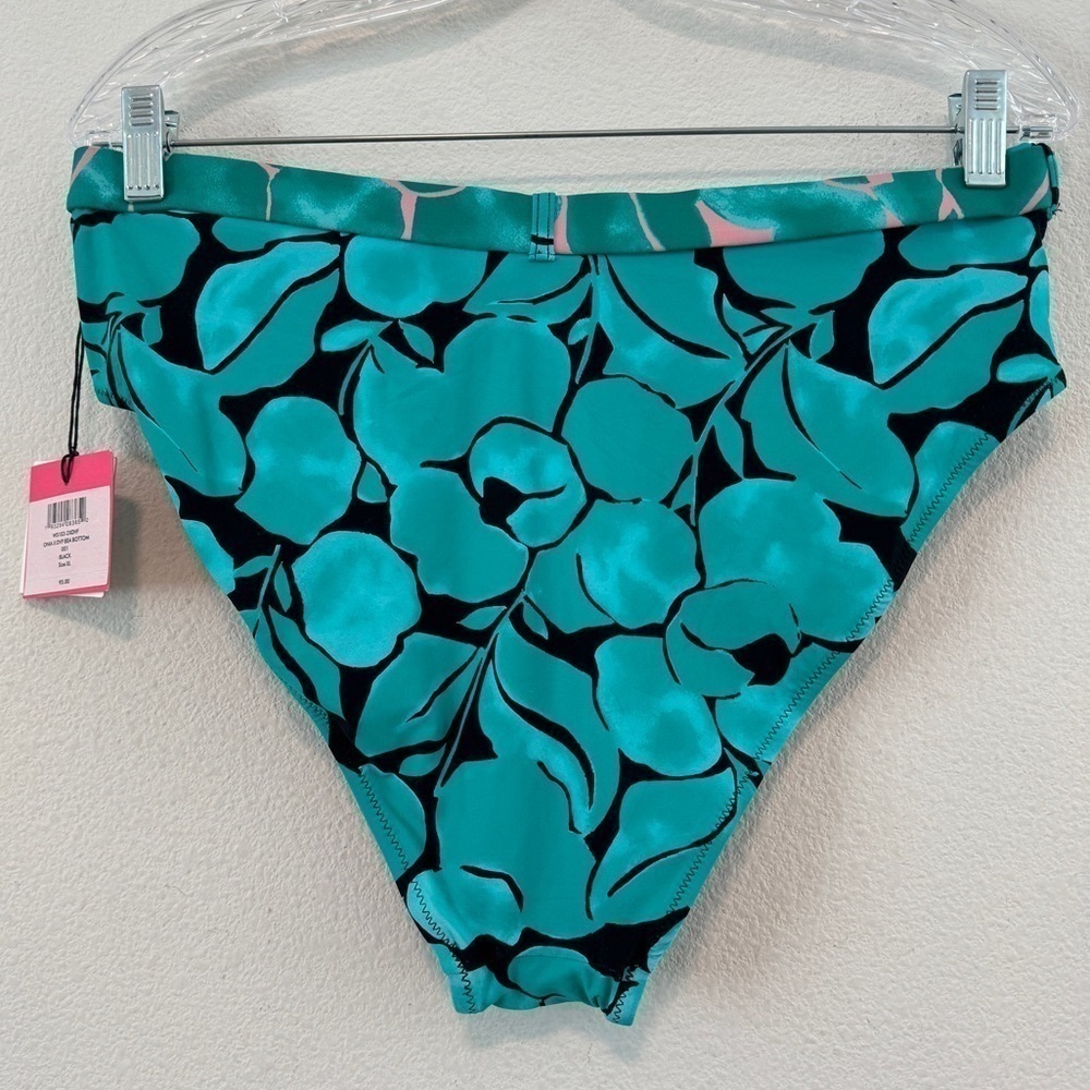 NWT Onia X DVF Bea Black Turquoise Pink Abstract Floral Belted Bikini Bottom XL - Picture 7 of 15